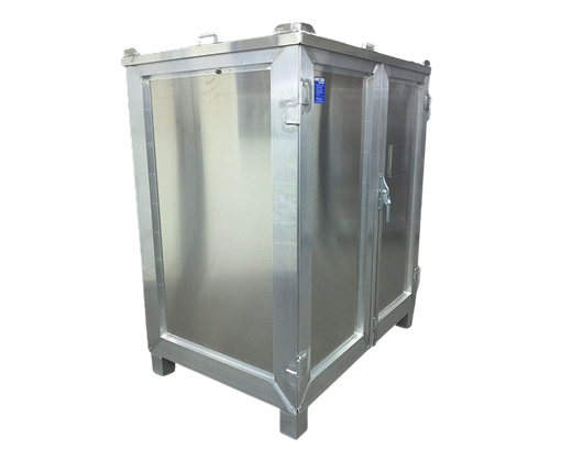 Container met deuren en openklapbare deksel